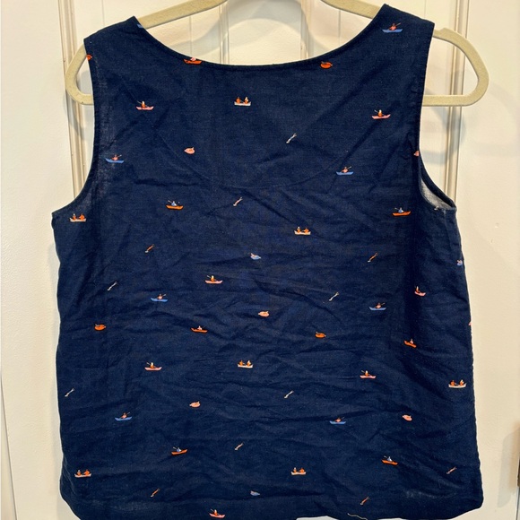 Roots sleeveless top, navy, size M, cute boating print - Picture 3 of 3